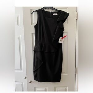 Calvin Klein size 10 Elegant Black Ruffle Dress
